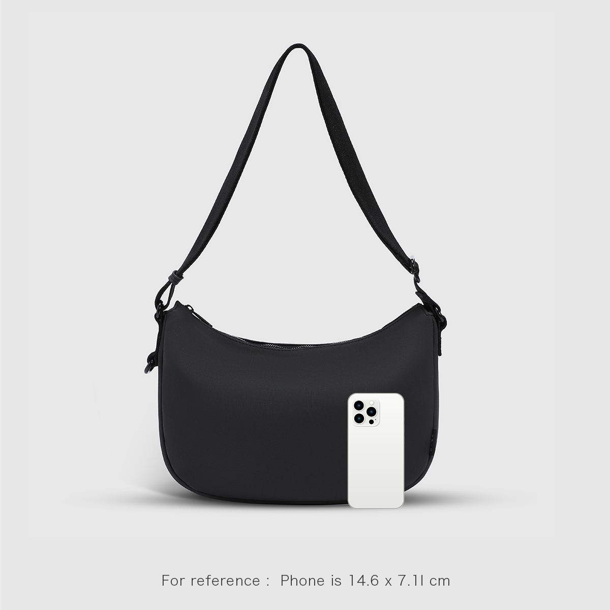 Black ACACIA Clover belt bag in premium PU leather with charm loop and burgundy lining. Fits phone and essentials. Uniqlo-inspired sling bag and waist pack for women, perfect for travel and everyday use.