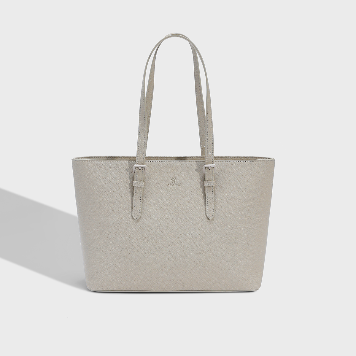 Working lady tote bag beige with rigid hard leather anti scratch